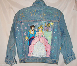 Gap Girls Jacket Unicorn Fairytale Hand Painted Blue Denim Jeans size Medium - £37.43 GBP