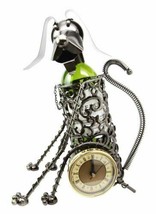 Sitting Beagle Dog Hand Made Metal Wine Bottle Holder Caddy With Analog Clock - £27.04 GBP