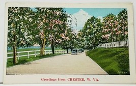 WV Greetings From Chester W. Va. 1930s to Syracuse NY Postcard I7 - £5.49 GBP