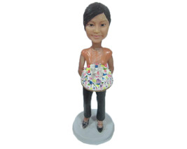 Custom Bobblehead Smart Girl With A Cake - Leisure &amp; Casual Casual Females Perso - £64.89 GBP