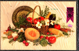 nos  FRUIT &amp; VEGATABLE BASKET THANKSGIVING RARE Decals FROM 1960&#39;S by Me... - $22.24