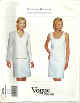 Vogue 1960 Donna Karan Jacket Tank Top Skirt Suit Pattern Size 8 10 12 Uncut - £8.62 GBP