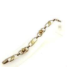 Vtg Signed 12k Gold Filled Van Dell Flower Bloom Panel Chain Link Bracelet 6 3/4 - £43.42 GBP