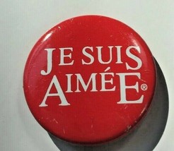 I Am Loved Love You Button in French Red Round Pin Pinback White Letter Helzberg - £7.06 GBP