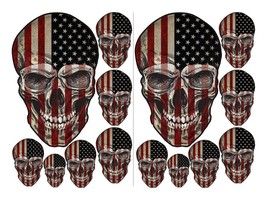 14 Pack of American Flag Skull Decals For Cars Trucks Vehicles Walls and More - £10.08 GBP