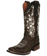 Womens Cowboy Boots Western Wear Brown Leather Floral Embroidered Rodeo ... - $167.53 CAD