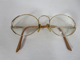 Vintage Metal Frame Glasses Trifocal Gold Metal Trim Fleur de Lis - $19.79