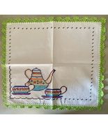 Handmade Embroidered Tablecloth Servilleta Bordada a Mano Cafetera 24x24 - $27.53 CAD