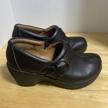 Bjorndal Clogs Allana Size 8M Brown Leather Studded Buckle Slip On Mules - $449.40 MXN