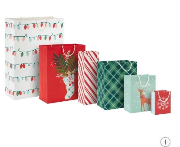 Hallmark Gift Bags Multicolor 20-Count Recyclable Christmas Holiday Festive Fun Item image 4