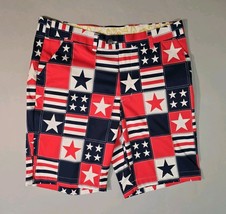 LOUD MOUTH Mens GOLF SHORTS 36 AMERICAN FLAG STARS STRIPES USA PATCHWORK  - $29.44