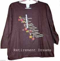 Fall Harvest Womens L brown 3/4 sleeve T Tee Shirt NEW NWT - £13.58 GBP