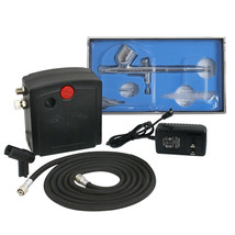 Airbrush Compressor Kit Dual Action Spray Air Brush Set Tattoo TC-100 Na... - $54.99