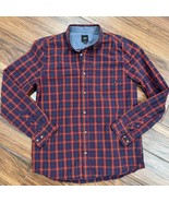 VANS Off the Wall Men&#39;s Red Blue Yellow Plaid Button Down LS Shirt Medium - $22.21