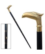  Brass Walking Stick Eagle  Head Wooden Cane Antique Style Vintage Cane ... - £19.42 GBP