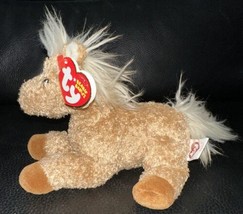 2006 TY Barley Beanie Baby Tan Horse Pony 6&quot; Curly Beige Soft Silky Fur ... - £7.89 GBP
