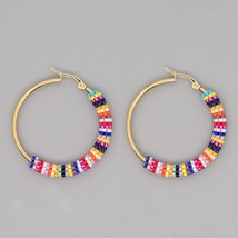 Go2Boho Stainless Steel Hoop Earrings Miyuki Beaded Earrings Women Jewelry 2021  - £13.54 GBP