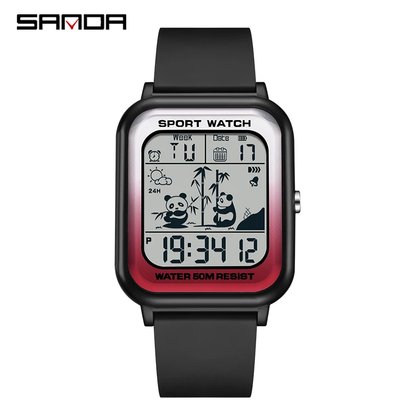 SANDA 6120 2024  Top  Pattern Square Gradient Electronic Watch  Casual Outdoor W - £92.12 GBP