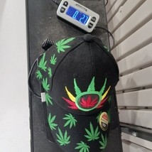 Parquet Marijuana Leaf Men's Back Strap Black Cotton Blend Baseball Cap Hat image 5