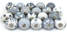 Pack of 10 White &amp; Grey Knobs Ceramic Knobs Cabinet Knobs USA SELLER FAS... - £11.98 GBP