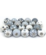 Pack of 10 White &amp; Grey Knobs Ceramic Knobs Cabinet Knobs USA SELLER FAS... - £11.71 GBP