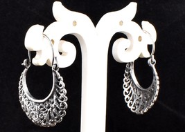 Handmade 925 Sterling Solid Silver Filigree Shape Drop Dangle Earrings - £36.44 GBP+