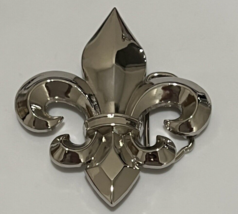 Silver Metal Belt Buckle Fleur De Lis Royal Symbol Logo  French Flower - £11.17 GBP