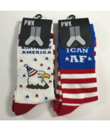 July 4th USA Knit Socks Size L Crew Happy Birthday America American AF/ ... - €7,59 EUR
