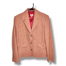 LL Bean Women’s Wool Silk Blend Blazer Jacket Pink Tweed Petite Medium PM  - £32.38 GBP