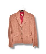 LL Bean Women’s Wool Silk Blend Blazer Jacket Pink Tweed Petite Medium PM  - £31.98 GBP