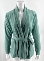 Cuddl Duds Sweatshirt Cardigan Size XS Mint Green Belted Fleece Lined Wo... - £20.69 GBP