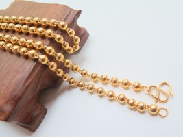 Authentic 22k Yellow Gold 5 mm W Smooth Bead Link Chain Necklace 22&quot; / 37.2 GM - £6,126.15 GBP