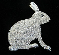 Easter Bunny Rabbit Pin Brooch Large Crystal Rhinestone All Stones Prong Set - £27.60 GBP