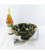 Bowl Andrea By Sadek Raised Laurel Leaf Design Orig Decal Black Gold 10&quot;... - $54.45