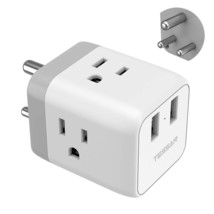 India Plug Adapter, 5 In 1 Travel Adapter Plug With 3 Us Power Outlets And 2 Usb - £28.84 GBP