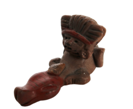 Unique vintage Mayan or Aztec inspired decorative alligator clay pipe - $29.99