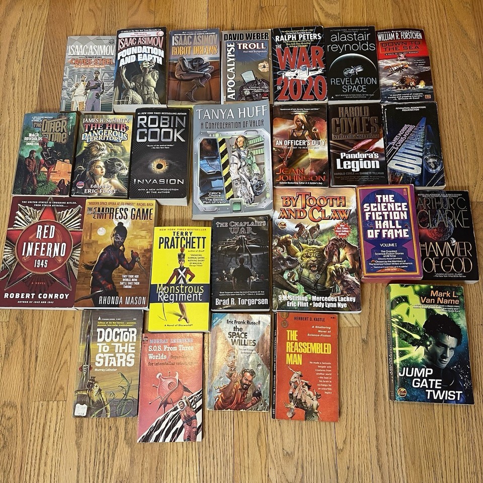 Lot of 21 Modern &amp; Vintage Science Fiction Paperbacks Asimov Cook Clarke... - $26.99