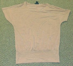 Womens Top Apostrophe Orange Lurex Short Sleeve Scoop Neck Banded Hem Shirt-sz M - $16.83