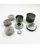 3 Metal 35mm Reels &amp; 1 35mm Metal Tank &amp; A 3 inch Tall Metal Tank - $29.34