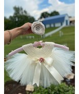 BABY GIRL IVORY TUTU DRESS WITH CROCHET BODICE WITH HEADBAND - £21.12 GBP