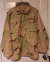 Vtg Military Field Jacket Mens Cold Weather Coat M65 Desert Camo Sz Small Long - £31.01 GBP