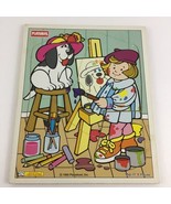 Playskool Jumbo Wood Puzzle Artist Pup Dog Painter Toddler First Vintage... - £13.16 GBP