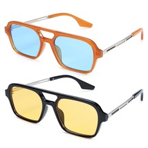Retro 70S Flat Aviator Sunglasses Trendy Vintage Square Glasses For Women Men Me - £23.72 GBP