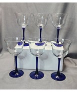 Vintage Cristal D&#39;Arques Durand Americana Blue Wine Glass Set 6 Toasting... - £35.20 GBP