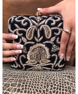 Black velvet clutch,embroidery clutch,luxury bag,indian wedding clutch,b... - £58.99 GBP