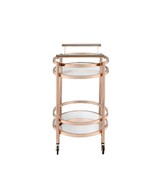 Lakelyn Serving Cart, Clear Glass &amp; Rose Gold Finish - $282.08 CAD