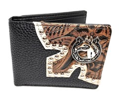 JRs Camo Mens Horse Emblem Ostrich Design Leather Bi-Fold Wallet - $275.49 MXN
