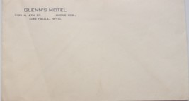 Vintage Glenn’s Motel Greybull Wyoming Unused Envelope - $1.99