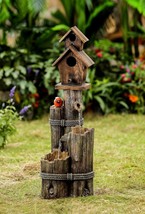 Jeco FCL141 Tiered Wood Finish Water Fountain with Birdhouse - £118.80 GBP