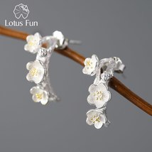 Hanging Elegant Flower Stud Earrings for Women Real 925 Sterling Silver Luxury Q - £30.47 GBP